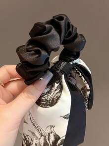 1个格子图案黑色包边发圈，优雅学院风发饰，适合日常佩戴，发绳，发圈，洗脸马尾辫发饰弹力带 - 彩色 - 查看 5