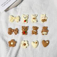 12pcs Cute Animal & Floral Shoe Charm Set - Adorable Bear, Bunny, Heart & Bow Designs In Pastel Colors, Durable ABS Material - Perfect For DIY Shoe Customization & Fashion Accessories