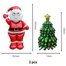 2 piezas de globos de árbol de Navidad, Papá Noel, muñeco de nieve, adecuados para Navidad, bodas, cumpleaños y celebraciones de Año Nuevo, apropiados para decoración navideña interior y exterior del hogar, decoraciones de fiesta de invierno de Año Nuevo, mejor regalo de Navidad