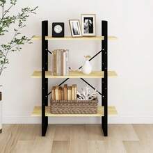 Librería Larryhot de 3 niveles 80x30x105 cm Madera maciza de pino, resistente y duradera, fácil de montar, estilo decorativo, adecuadA, Para guardar adornos, figuras, libros, pequeños objetos, etc. - Marrón - Ver 4