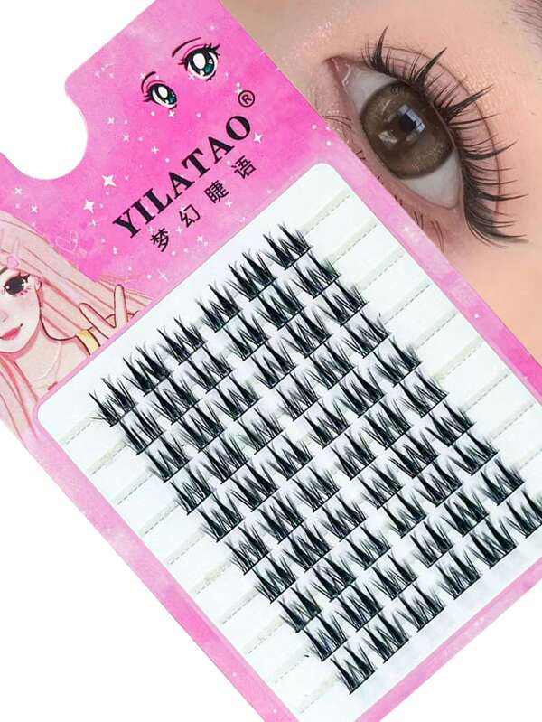 60PCS Double-Tip Wheat Spike False Eyelashes – Natural Wispy & Fluffy Lashes For Bigger Eyes, Reusable Strip Lashes For Daily Makeup