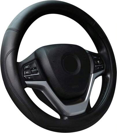 SOZOMO Funda de Piel para Volante de Coche,Cubierta Volante Coche, Funda Universal para Volante de Cuero de Microfibra,Cuero Ultrafino, Elástica, Transpirable, Antideslizante, de 38.1 cm. (Negro)
