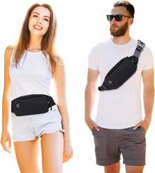 Riñonera Hombre, Cangurera de Viaje, Bandolera Cruzada Impermeable, Riñonera Multifuncional con Cremallera para Correr, Senderismo, Ciclismo, Camping, Actividades al Aire Libre (Negro) - gris - Ver 10