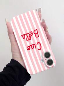 1pc Striped Letter Pattern PC Glossy Phone Hard Case Cover Compatible With Iphone 11 12 XR 13 13 Pro 13 Pro Max 14 14 Pro 14 Pro Max 15 15 Pro 15 Plus 15 Pro Max 16 16 Pro 16 Plus 16 Pro Max 16e - Multicolor - View 4