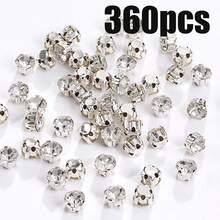 360pcs Silver Sewn Glass Gemstones, Metal Rear Claws Set With Sewn Claw Rhinestone Sewn Gemstones, Glass Rhinestone Sewn On Crystal Gemstones Psychological Flat Back And Silver Claw Jewelry Handicrafts Clothes Shoes Clothing