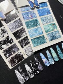 2packs Luxury Designer Original Design Marble Gradient Color Blending Watercolor Style Nail Sticker L034-L035