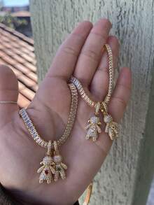 Virginia Gold Plated Studded Son Boy Girl Chain - 2男1女 - View 3