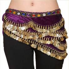 肚皮舞服装闪光亮片流苏裙，时尚舞蹈腰带裙，适合肚皮舞 - 彩色 - 查看 4