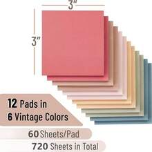 12pcs Multicolor Sticky Notes, 600pcs/12 Notepads, 50 Sheets Per Notebook, Assorted Colors Back To School - Multi-color Notepads - View 2