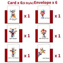 12 بطاقة تهنئة عيد ميلاد بنماذج حيوانات مضحكة مع مغلفات - هدية فريدة، ديكور عيد الميلاد، لوازم عيد الميلاد، لوازم مدرسية، عودة إلى المدرسة