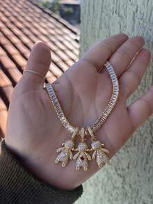 Virginia Gold Plated Studded Son Boy Girl Chain - 三個女孩 - 查看 3