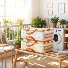 1 pieza Bolsa de almacenamiento de edredón de algodón transparente, impermeable y a prueba de humedad para el hogar, dormitorio, armario, mudanza