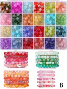 1 caja de cuentas de vidrio de 8 mm para hacer joyas, cuentas de dos colores, cuentas de cristal para hacer pulseras, kit para hacer joyas y manualidades DIY