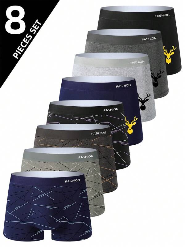 8 piezas de calzoncillos tipo bóxer elásticos, cómodos y transpirables para hombre, shorts deportivos casuales para uso diario