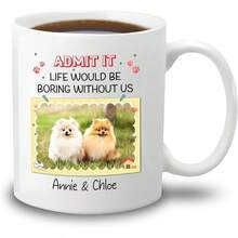 Every Snack/Meal/Every Bite You Take I'll Be Watch You Coffee Mug, Custom Picture & Name Dog Ceramic Cup 11 Oz 15 Oz, Personalized Photo Frame Dog Coffee Mug Gift For Dogs Lover Birthday Anniversary - Admit It Life Would Be Boring Without Us Mug - View 2
