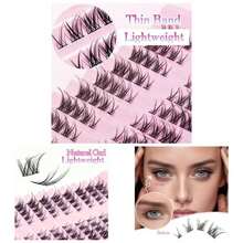 Lash Clusters Wispy Left And Right, Eye C Curl Eye Eyelash Clusters Natural Wispy Cluster Eyelash Extensions 9 - 14MM Band False Eyelashes 9mm 11mm 12mm 14mm - 黑色 - 查看 1