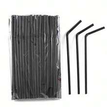 500/400/300/200/100/50 Black Disposable Plastic Short Straws, Solid Color, Thin Straws, Used For Cocktails, Juices, Beverages, Coffee, Straight Mouth Halloween/Christmas Party Supplies