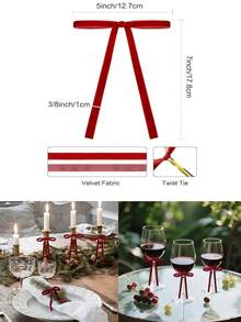 25pcs/10pcs Velvet Christmas Bows (With Gold Ribbon, Easy To Tie) - Ideal For Christmas Tree Decoration, Rustic Crafts And Gifts | Classic Polyester Ribbon Bows, Suitable For Holiday Home Decor, Wedding Decor, Christmas Decor, Christmas Tree Decor, Christmas Gift Wrapping, New Year Decor, Christmas Gift Box Decor, Tabletop Decor, Wedding Bouquets, Gift Wrapping And Party Decor, Christmas Home Decor - Multicolor - View 4