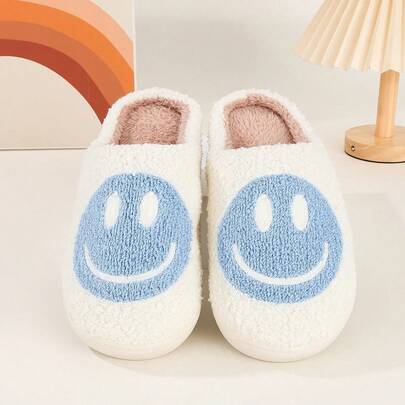 Smile Pop Winter Indoor Comfortable Plush Slippers Fluffy Cotton Slippers Non-Slip Warm Household Slippers