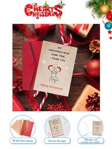 1pc Funny Christmas Card With Envelope For Men Women, Romantic Xmas Card, Love Christmas Gifts Card For Boyfriend, Girlfriend, Husband, Wife, Fiance, Fiancee