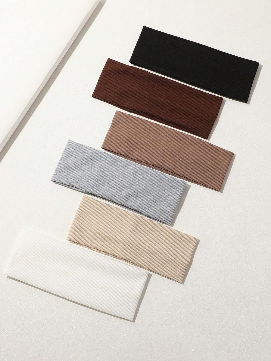6 pezzi/1 pezzo Fasce elastiche multicolore per sport, donna e uomo, accessori per capelli per yoga e corsa, assorbenti del sudore, fasce per capelli alla moda, fascia da donna colore caffè per l'autunno, bandana, fascia per allenamento invernale per vacanze, sciarpa elegante estiva per donna - 6 pezzi multicolore - Visualizzare 1