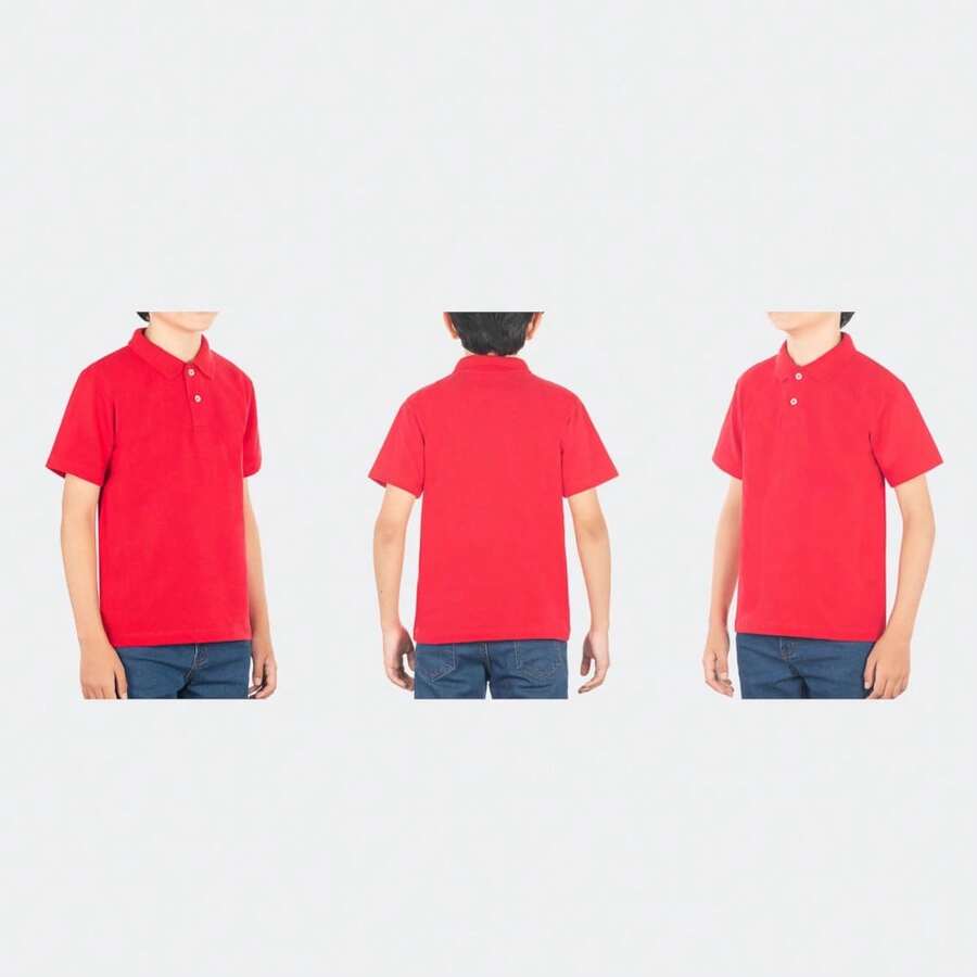 Young Boys Polo Shirts - Red - View 1