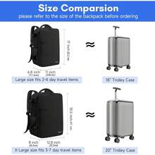 Mochila de Viaje 10 kg Avion 35L Grande Impermeable para Hombre y Mujer, Compartimento Laptop 15.6 pulgadas, Puerto USB Integrado, Maleta Mano Funcional, Práctica Equipaje Cabinas, Negro - Caqui Blanco - Ver 9