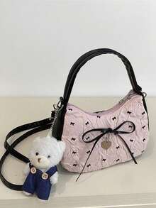 Borsa a tracolla unica stile Ins, novità estiva 2025, borsa coreana alla moda con fiocco, borsa sotto braccio con pendente