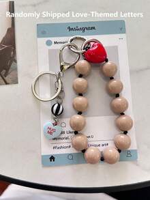 1pc Handmade Heart-Shaped Beaded Lanyard, Candy Color, Creative Accessory For Cameras, Phones, Bracelets - Multicolor - View 16