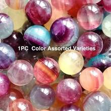 1pc Rainbow Fluorite Crystal Ball - Vibrant Watermelon-Shaped Natural Gemstone Decor, Home Accents And Unique Gift Idea - 5-6cm - View 8