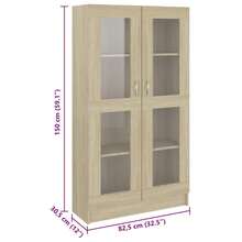 Vitrina Larryhot Roble Sonoma 82,5x30,5x150 cm Madera de ingeniería, resistente y duradera, fácil de montar, estilo decorativo, adecuadA, Para guardar adornos, figuras, libros, pequeños objetos, etc. - Marrón - Ver 7