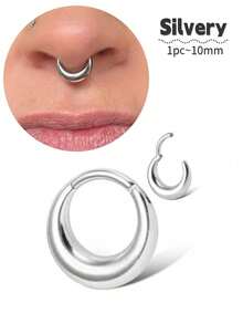 1pc Hypoallergenic Stainless Steel Nose Septum Ring, Conch Piercing Jewelry, Suitable For Cartilage, Helix, Tragus, Lobe Piercing, Unisex Daily Wear - 1 Pc - View 12