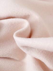 女宝宝可爱纯色花领毛绒装饰长袖开衫，蝴蝶结拼布下摆 A 字裙，配花饰帽子，适合秋冬季休闲外出 - 杏色 - 查看 8