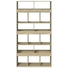 Librería Larryhot Roble Sonoma 100x33x187,5 cm Madera de ingeniería, resistente y duradera, fácil de montar, estilo decorativo, adecuadA, Para guardar adornos, figuras, libros, pequeños objetos, etc. - Marrón - Ver 4
