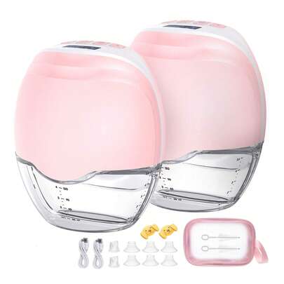 1000mAh Rechargeable Electric Breast Pump, Portable Hands-Free Breast Pump With 3 Modes And 12 Settings, Includes 17/19/21/27mm Breast Shields (1/2 Pcs - White/Pink)