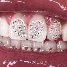 66pcs Elegant DIY Tooth Jewelry Set, Personalized Tooth Rhinestone Decor, Minimalist Style Fashion Tooth Accessories For Daily, Party, Gift (Excluding Glue) - Multicolor - View 3