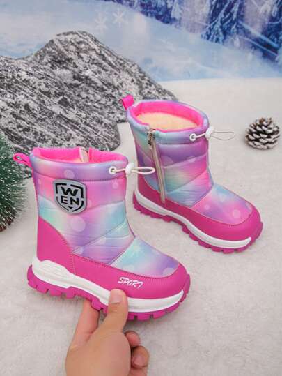 Botas de invierno cálidas para niñas pequeñas, botas de nieve para niños, botas de lluvia impermeables para exteriores