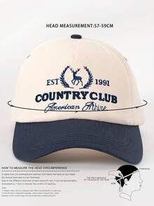 1pc Men's Est 1991 Country Club American Athire Trucker Hat, Personalized Letter & Deer Embroidery Baseball Cap, Streetwear Fashion 5-Panel Hat, Outdoor Sun Protection Casual Cap For Spring, Autumn Travel, Beach Vacation