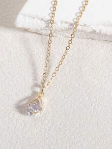 1 chiếc vòng cổ mặt đá quý hình trái tim và giọt nước thời trang, sáng bóng, thanh lịch, tối giản, Zirconia, thích hợp đeo hàng ngày, làm quà tặng cho gia đình và bạn bè - Vòng cổ hình giọt nước - Xem 19