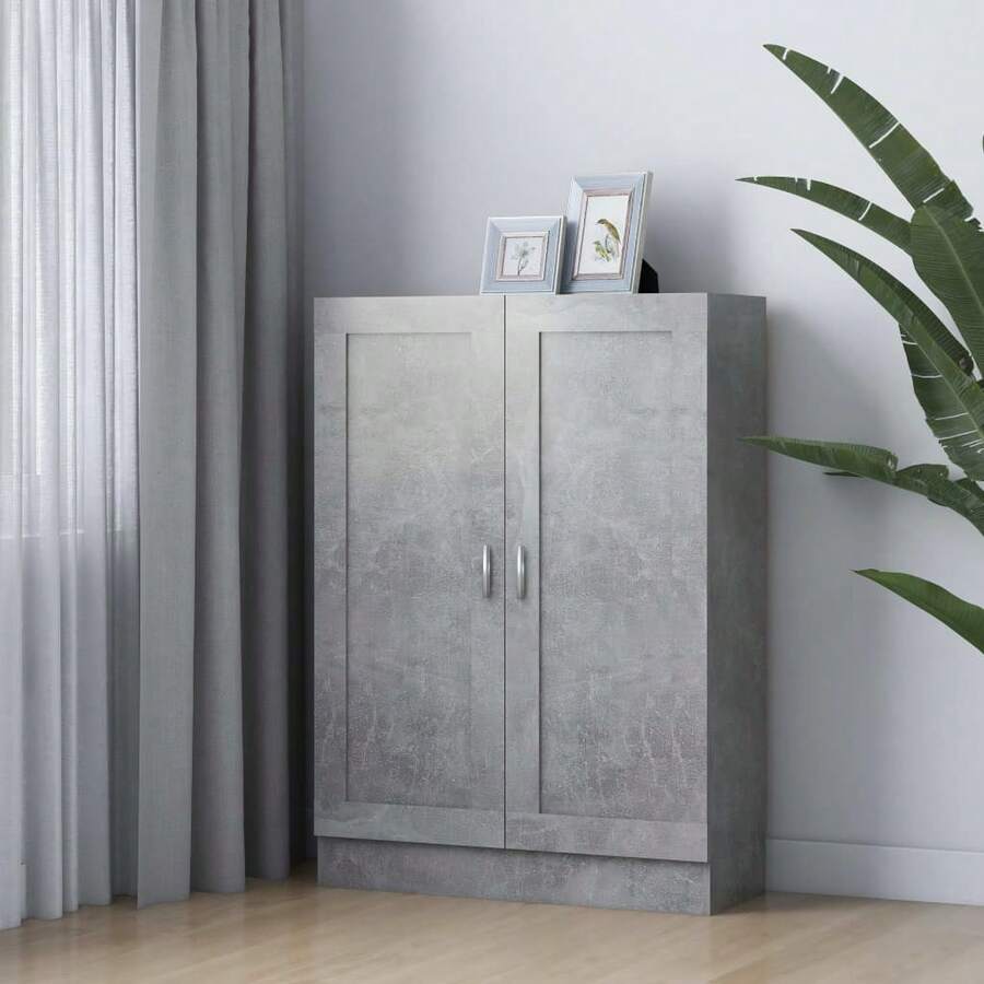 Librería Larryhot Gris Hormigón 82,5x30,5x115 cm Madera industrial, resistente y duradera, fácil de montar, estilo decorativo, adecuadA, Para guardar adornos, figuras, libros, pequeños objetos, etc. - Gris - Ver 1