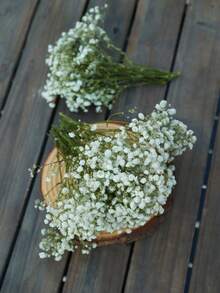 25/50/100/300pcs Artificial White Mini Dried Baby's Breath Flowers, Ivory Flower Vase Filler For Wedding, Home, Office, Party, Garden, Card Making, DIY Decor - Green Stem White Baby's Breath - View 4