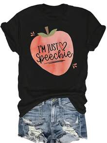 Camiseta de patólogo del habla y el lenguaje (SLP) para mujeres y unisex, de verano, casual, transpirable, de personalidad, de cuello redondo, de manga corta, de uso versátil, adecuada para adolescentes y adultos - Negro - Ver 1