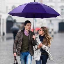 Paraguas de Grandes,Paraguas de Pro-Line de Gran Tamaño con Doble Toldo Ventilado a Prueba de Viento Impermeable para Hombres y Mujeres - Morado - Ver 9
