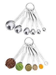 6pcs Stainless Steel Measuring Spoon Set, Heavy Duty Dry & Wet Ingredient Measuring Spoons With Metric & Imperial Scales, Stackable Kitchen Tool Set For Liquid, Solid & Powder, With Hanging Hook - Kitchen Gadgets - Measuring Spoon - View 2