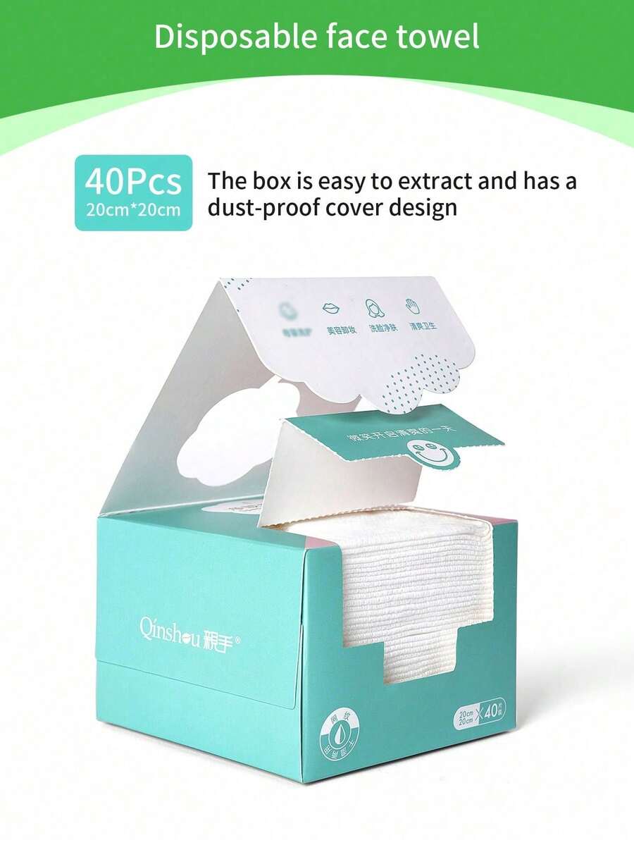 80pcs/40pcs Disposable Face Towels (20*20cm), Makeup Remover Wipes, Boxed One-Time Facial Cleansing Cloths, Suitable For Home Use, Unisex, Soft & Skin-Friendly, For Makeup Removal, Face Washing, Shoe Cleaning, Item Or Home Cleaning
