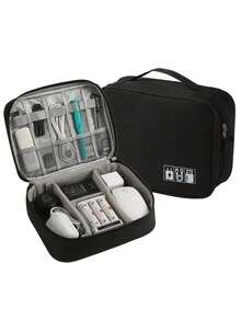 Bolsa organizadora de cables de viaje con cremallera, bolsillo para correa de reloj para mujer y hombre, estuche organizador de viaje grande para electrónicos, para auriculares, power bank, accesorios electrónicos, viajes, vuelos, negocios, hogar, campamento, playa, vuelta al cole, accesorios esenciales - Multicolor - Ver 13