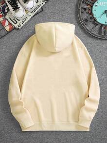 GRDR Men's Casual Street Hooded Sweatshirt, Solid Color With Fleece Lining, Loose Fit, Suitable For Everyday Lightweight Wear, Autumn/Winter - Aprikot - View 7