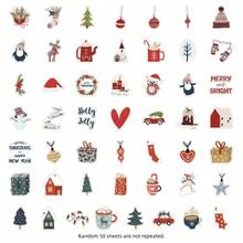 50 pegatinas lindas de dibujos animados de comida navideña, calcomanías de galletas, pasteles y caramelos, decoraciones para crear ambiente festivo para fiestas navideñas