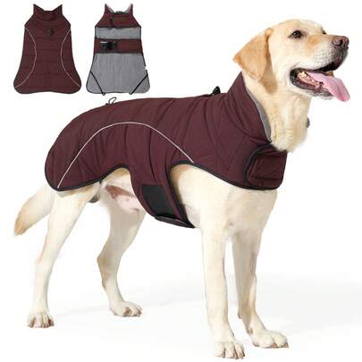 Dog Winter Coat, Waterproof Dog Jacket With Leash Hole, Reflective Adjustable Pet Snow Vest, Warm Fleece Sweater For Small Medium Large Dogs