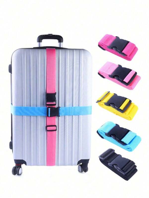 Adjustable Luggage Strap, Nylon Suitcase Strap With Safety Buckle, T-Strap Design, Easy Length Adjustment, Perfect For Travel - Black, Travel Accessories , Minimalist Luggage Strap, Quick Release Buckle, Travel Luggage